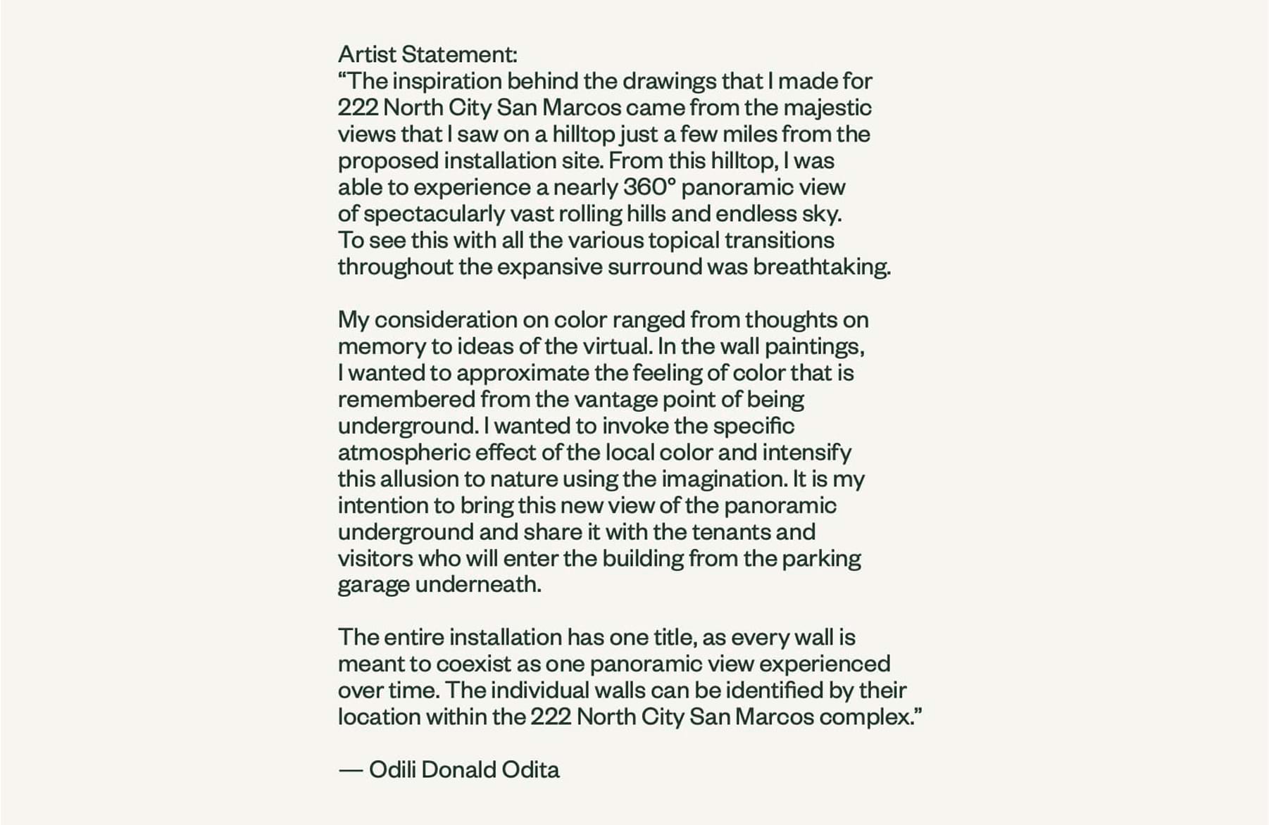 a statement by Odili Donald Odita