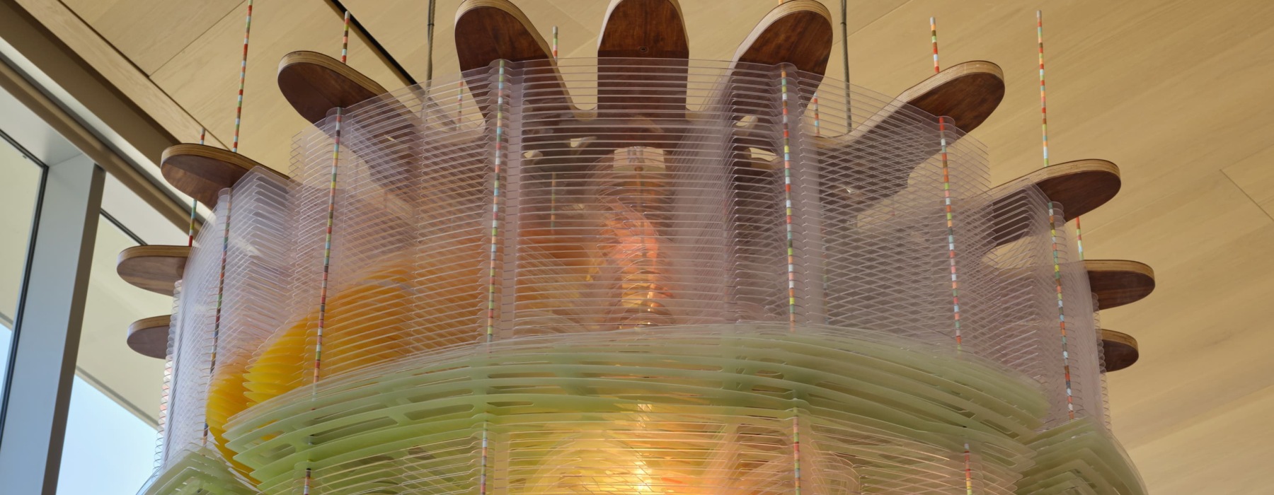 wooden art structure indoors